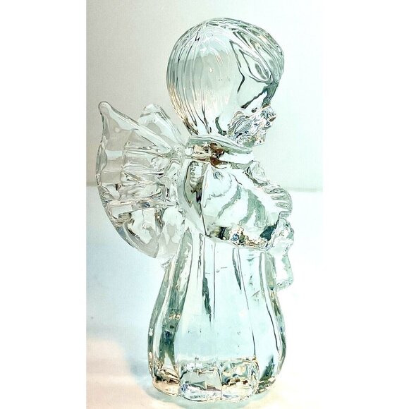 Vintage Christmas Nativity Angel Crystal Figurine Sculpture Brilliant 4" Taiwan - Picture 6 of 15